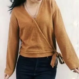 Madewell Texture and Thread Long Sleeve Wrap Top